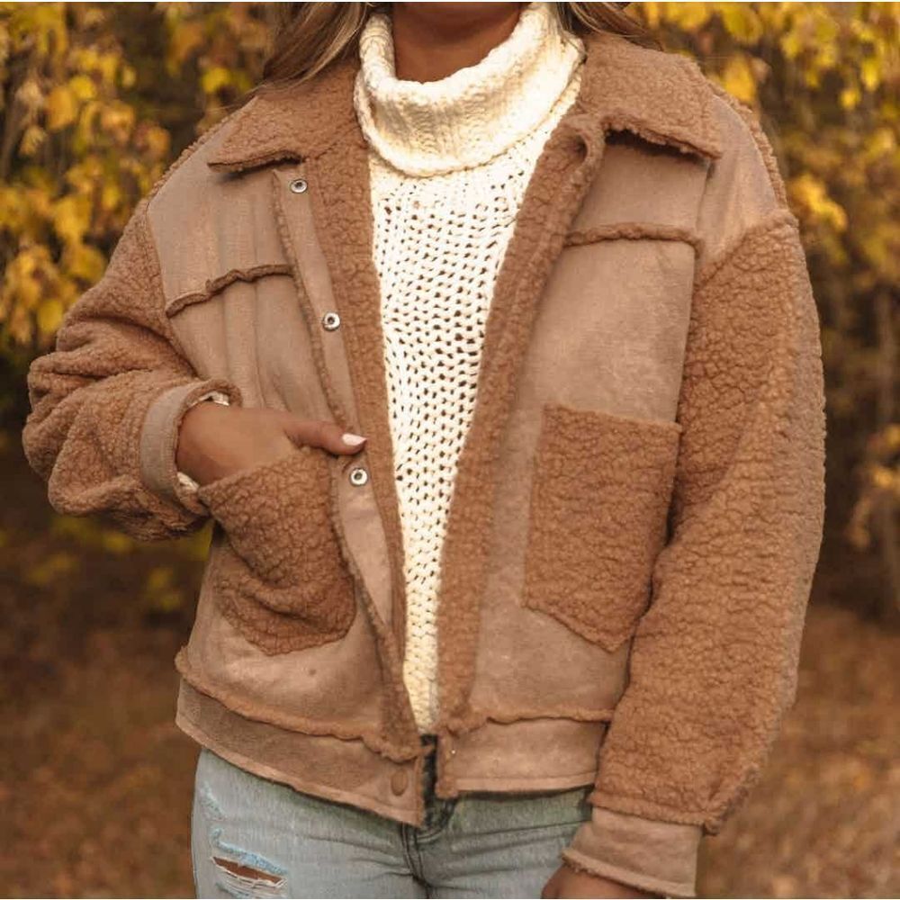 Cherrybark Pocketed Sherpa Jacket - Mocha - Picture 3 of 11
